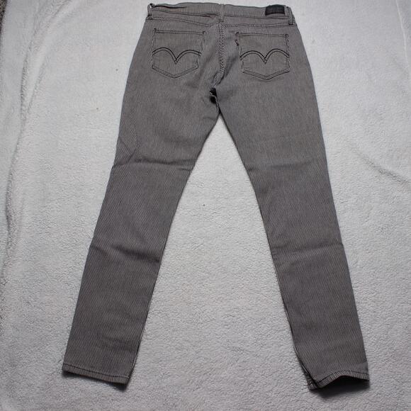 Levi’s 524 Skinny Jeans W31 L32 Women Black White Pinstripe Stretch Denim - Picture 7 of 10